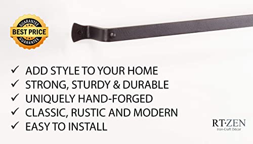 Rtzen Farmhouse Towel Rack For Bathroom - Handcrafted Wrought Iron Kitchen Towel Bar Straight Wall Mount Rod - Large Matte Black Towel Hanger For Home Or Office - 26" Rack Fits 24" Towels (Large) #TOP5