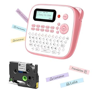 EazeID Pink Label Maker Machine with-Tape, Portable Kids Label Maker, Handheld Electric Label Maker with Keyboard, D210S Easy Labeler with Multiple Fonts Frame Barcode for Home Office School Supplies