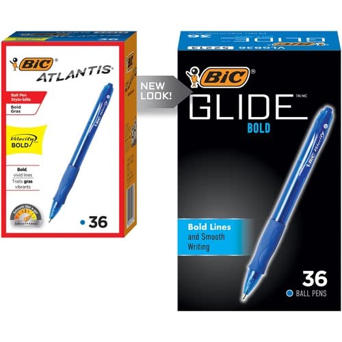 Stylos rétractables Bic 1,6 mm encre bleue contre la fatigue manuelle