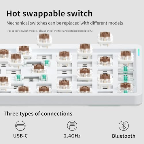 Image of nuphy Air96 V2 Wireless Mechanical Keyboard,100 Keys RGB Backlit Keyboard,Supports Bluetooth 5.1,2.4G and Wired Connection,for PC /Laptop /Windows /Mac -White Gateron Brown Switch