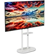 UNHO Support TV Sur Pied Avec Roulettes: Meuble De Télévision Blanc De 61 à 94 Pouces Pour Télé Écran LED OLED LCF Support Télévisateur Hauteur Réglable Max VESA 800x600mm