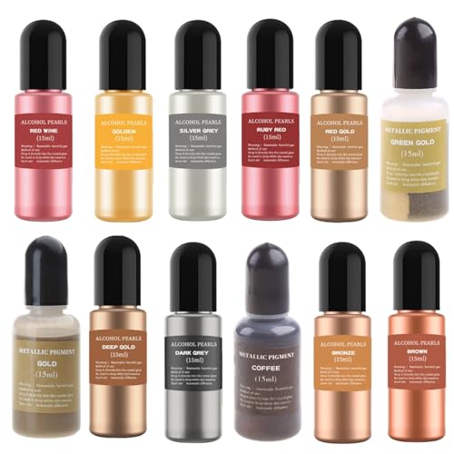 VOCUE Metallic Pigment Resin Dye Alcohol-Based Concentrated Paint Epoxy Resin Colorant Resin Casting Crafts15ml