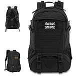 VIRAHYEM 30L Military Tactical Backpacks Molle Army Assault Pack 3 Day Bug Out Bag Laptop Bag for Hiking Treeking Black Hunting Rucksack with 2 Flag Patches and Bottle Holder (Black)