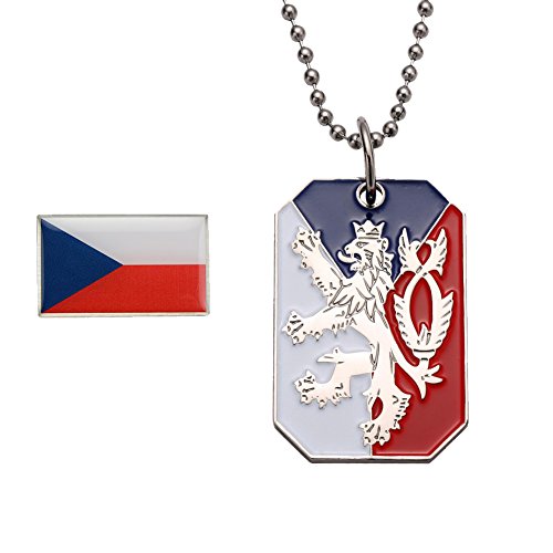 Preisvergleich Produktbild GuDeKe Tschechien Anhänger Fahne Flagge Brosche Damen Herren Abzeichen Halskette Set