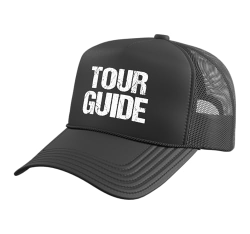 Tour Guide Funny Tour Leader Travel Guide Tourism Vacation Trucker Hat with Adjustable Mesh Back, Black