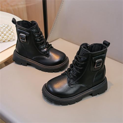 Girls Ankle Boots Fashion Lace Up Round Toe Side Zipper Combat Boots - image 5