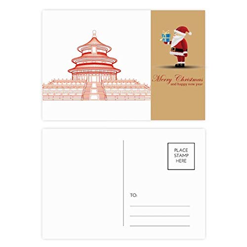 Cartes postales Temple of Heaven d'une finition premium avec motif Père Noël Rouge traditionnel