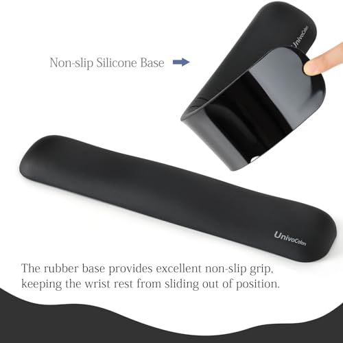Image of UnivoColors Design-Medium Wave Keyboard Wrist Rest of Medium, Artificial Sheepskin+Memory Foam+Ergonomic+Anti-Slip Gel, Resilience Support During Work and Gaming,Keyboard Accessory,Navy