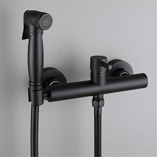 TTDGYYXW PULVERIZADOR DE bidé Europeo, Mezclador de Agua fría y Caliente, Grifo Negro de Cobre, Limpiador Corporal, Lavadora de Inodoro con rociador de Ducha