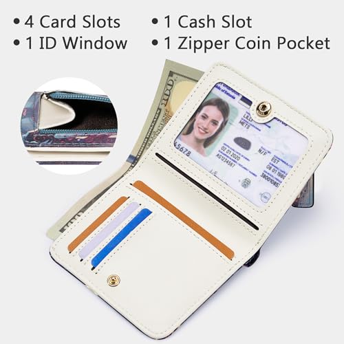 Image of Gostwo Small Wallet for Women, Slim Bifold Credit Card Holder, Compact RFID Blocking Cash Wallet, Billfolds Thin Leather Zipper Pocket, Mini Wallet Gift for Ladies Teen Girls Travel with ID Window