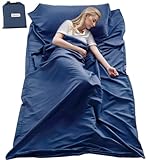 KOSMUSMO Sleeping Bag Liner, Ultralight Travel Sheet with Zipper and Compact Carry Bag, Portable Sleeping Camping Sheet, Soft Sleeping Bag Sack for Hotel, Hiking, Tenting, Camping