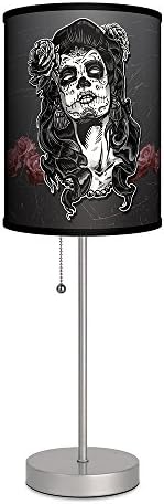 Lamp-In-A-Box Woman Sugar Skull Face Art Table Lamp, Gothic Home Decor Gifts for Her