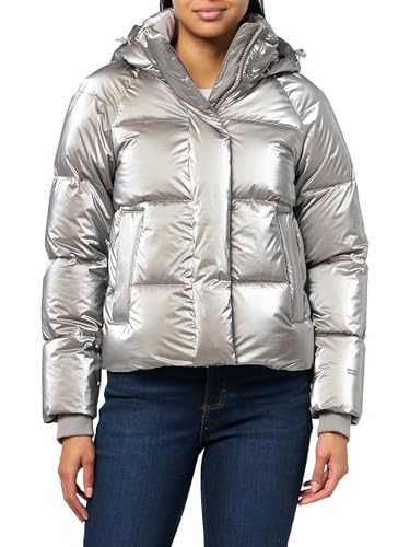 Levi's Women's Cloud Puff Hooded Puffer Jacket in Silver – Cozy and Stylish for Cold Days!