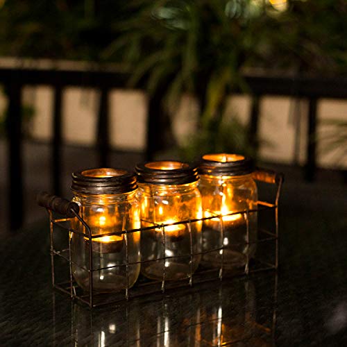 Diamond Star Glass Candle Lantern Holder Mason Jar Votive Tealight