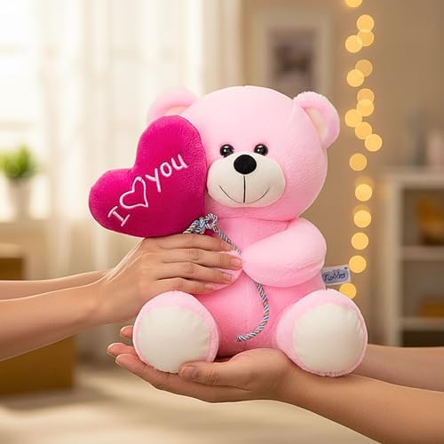Image of Tickles I Love You Balloon Teddy Stuffed Soft Plush Animal Toy Love Girl, Birthday Gifts, Valentine's Day (Color: Pink Size:35 cm)