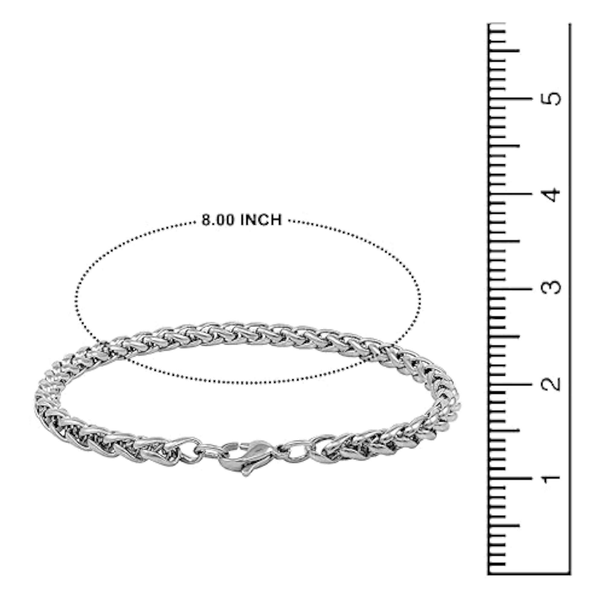 Stainless Steel Chain Wrist Bracelet (Silver)