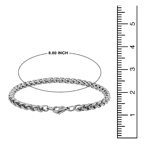 Stainless Steel Chain Wrist Bracelet (Silver)