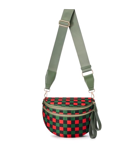 Image of FEIBOON Spacious Checkered Nylon Crossbody Bag Bum Bag Handbags Wallets for Women