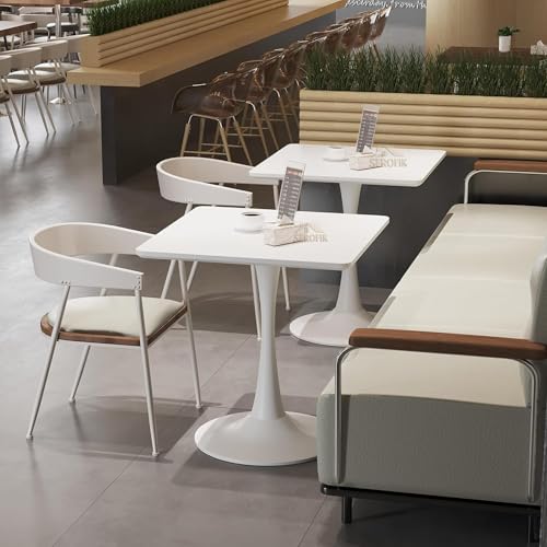 Image of Square Wooden Pedestal Table, Accent Bedside Table,Modern Coffee End Table for Living Room, Bedroom and Balcony with Square Design Table (White)