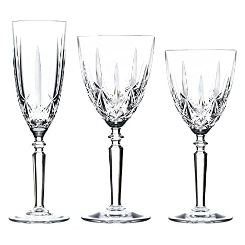 RCR Crystal 18 Piece 290ml, 240ml, 200ml Red White Wine Champagne Glasses - RCR Orchestra Range Vintage Art Deco Goblets Stemware Glass Set - Gift Boxed - Made in Italy Cover