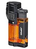 JOPOO Sturmfeuerzeug 3 Jet Flammen Feuerzeug, Outdoor Gas Nachfüllbar Jetflamme Gasfeuerzeug (Ohne Gas verkauft)