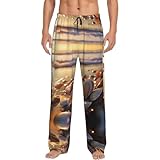 Ocean Beach Cozze Perle Stampa Pantaloni Pigiama Da Uomo Con Tasche Pantaloni Pigiama Da Uomo Pigiameria Lounge Sonno Lungo Pj Pant, Nero , M