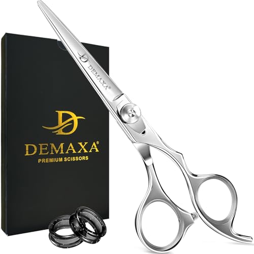DEMAXA 6.5" Premium Hair Scissors Professionally Sharp Barber Shears - High Carbon Steel Hair Cutting Scissors with Smooth Sharp Edge Blades - Hair Trimming Shears for women Salon & Personal ...