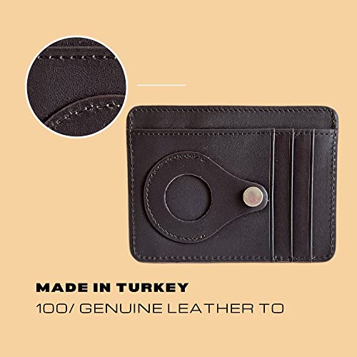 AIRTAG WALLET (GENUINE LEATHER) AIRTAG WALLET RFID BLOCKING SYSTEM SLIM MINIMALIST AIRTAG WALLET AIRTAG FOR APPLE MEN WITH BUILT-IN AIRTAG SYSTEM CASE (Brown)4