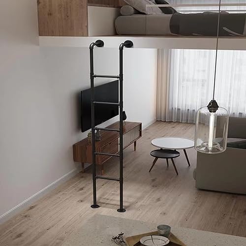Escalera telescópica para litera, pozo de ventana y escaleras de ático, escalera de salida para adultos y niños, escalones de metal negro con almohadillas antideslizantes para techos de 7 a 9 pies