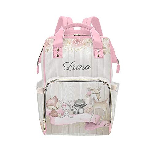 Personalized Animal Deer Fox Baby Diaper Bag Backpack Name Custom Mommy Baby Bags Travel Daypack for Mom Gifts