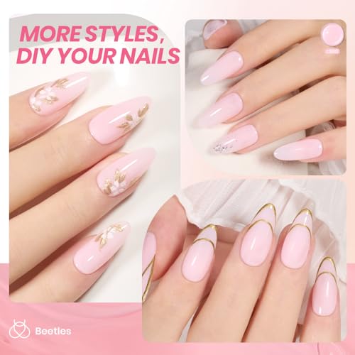 Image of Beetles Nude Gel Nail Polish - 15ml Pink Natural Gel Polish Nail Concealer Ballet Jelly Gel Polish Sheer Translucent Soak Off UV Nail Art DIY Salon Home Manicure Gift for Girls Women