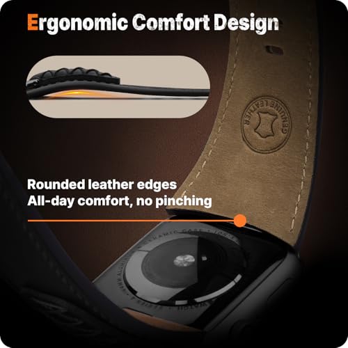 Image of Fullmosa Top Grain Vintage Leather Strap Compatible for Apple Watch