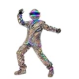 Earthradius LED Metallic Similiar Mirror Material Robot Suit Costume Clothes Stage Show DJ Dancing Clothing (XL)