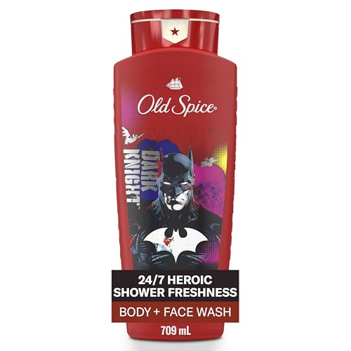 Old Spice Cleansing Body Wash for Men, 3X Defense, 24/7 Shower Fresh with Lasting Scent, 2-in-1 Body & Face Wash, Smell Like a Hero, Batman, Black Cherry and Nightfall Scent, 24 oz