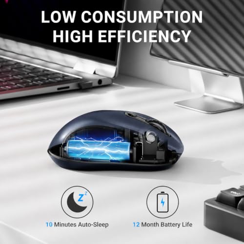 Image of WisFox 2.4GHz Wireless Mouse for Laptop, Ergonomic 6-Button, Matt Gray