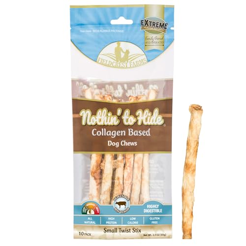 Fieldcrest Farms Nothing to Hide Natural Rawhide Alternative Small Twist Stix for Dogs - (10 Sticks) All Natural Easily Digestible Chews for All Breed Dogs - Great for Dental Health