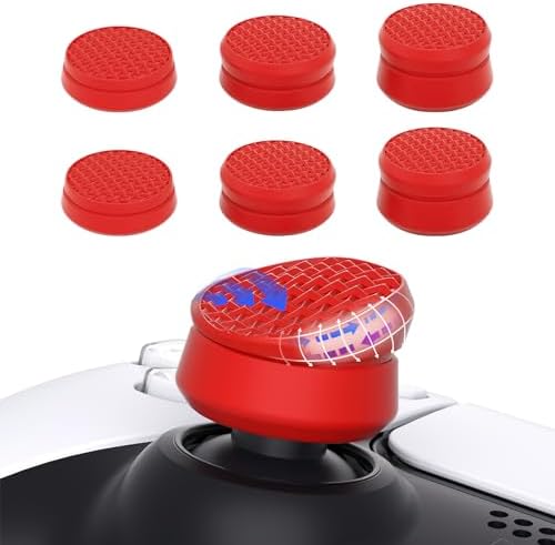 PlayVital Thumbs Cushion Caps Nakładki na Kciuki do ps5, dla ps4, Nakładkami Joysticka do Xbox Series X/S, do Xbox One, Elite Series 2, do Switch Pro Kontroler - Kosmiczna Czerwień & Czerń