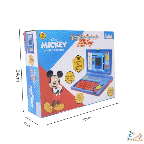 Image of Mickey Educational Laptop for Kids Age 3+ | 20 Learning Activities for Alphabet, Math & Logic | Interactive Screen & Mouse Control | Memory Skill Development Toy Gift | Mickey Theme (Red)