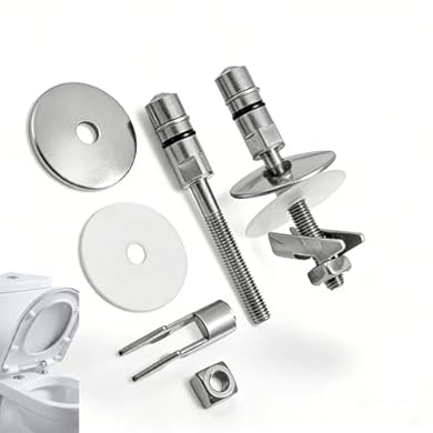 Foto di Zyrtkeriom Set di 2 cerniere in acciaio inox per sedili WC compatibili Haro & LUVETT, viti M6 x 71,5 mm, accessorio da bagno durevole