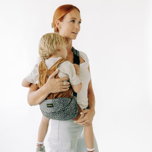 Tushbaby Liftoff Toddler Sling - Minimalist Easy-On Toddler Carrier for Quick Carrying Compact Comfortable and Stylish with Built-in Phone Pocket & Bottle Holder (Jaguar)