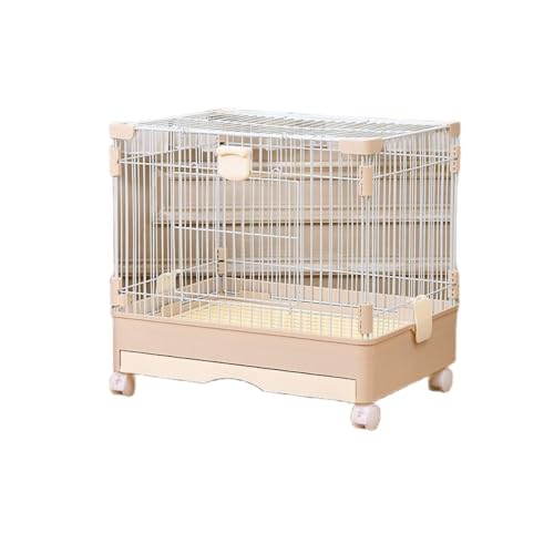 SIzlaho小動物ケージ ウサギ デグー ポータブルペットケージ キャスターと屋根付き ペット トレイ付き フェレット インコ 小鳥 爬虫類 シュガー ハムスター 飼育ハウス 屋内 (ホワイト,53*39*49cm)