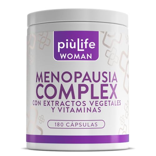 Menopausia Complex 180 Cápsulas PiùLife, 3 Al Día, Menopausia Suplementos Con Lupulo, Pasiflora, Salvia, Dioscorea Villosa, Para Sofocos, Aliviar Hinchazón Abdominal, Menopausia Mejores Productos