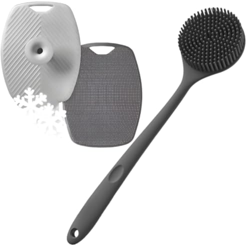 Image of KIMEE Silicon Bath Body Brush With Silicon Bath Body Scribber Combo Back Scrubber Brush Remove Death Skin