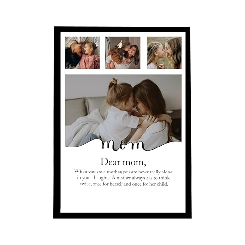Image of Customized Best Gift For your Mother with 4 Photo Collage print & Customizable Text for Mother, Dad Gifts Photo Frame With Photo Upload, Birthday, Anniversary, Couple, Sister, Parents (8.9x12.8 Inch)
