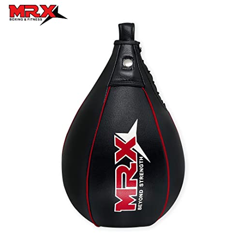 Mrx Speed Punching Bags Genuine Leather Mma Training Speed Bag Muay Thai Speedkills Punching, Dodge Striking Bag For Workout Pro Boxing Bag For Home Gym Kids, Men, Women, Full Black Red #TOP3