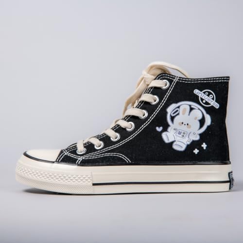 Bobo's House Womens Shoes Flying Space Bunny High Top Canvas Fashion Sneakers Walking Shoes Women Kawaii Accessories Black Shoe3