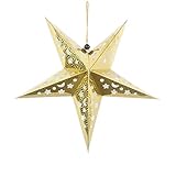 BinaryABC 4th of July Day Independence Day Party Decoration,Paper Star Lantern 3D Pentagram Lampshade,45cm,2Pcs(Golden)