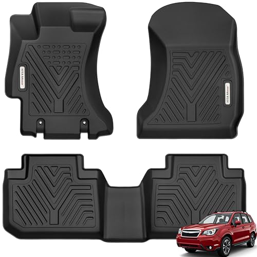 YITAMOTOR Floor Mats Compatible with 2014-2018 Subaru Forester, Custom Fit Black TPE Floor Liners 1st & 2nd Row All-Weather Protection
