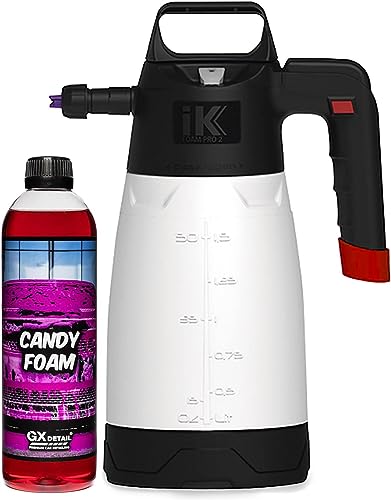 Espuma de lavado rosa para coche GxDetail de 500 ml y pH neutro con IK FOAM para limpieza profunda