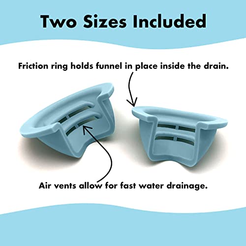 image for DrainFunnel Bathtub Drain Funnel for Hair Clog Prevention, 2 Size Pack